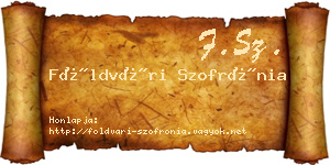 Földvári Szofrónia névjegykártya
